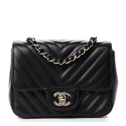 Chanel Lambskin Chevron Quilted Mini Square Flap Black 1 of 11