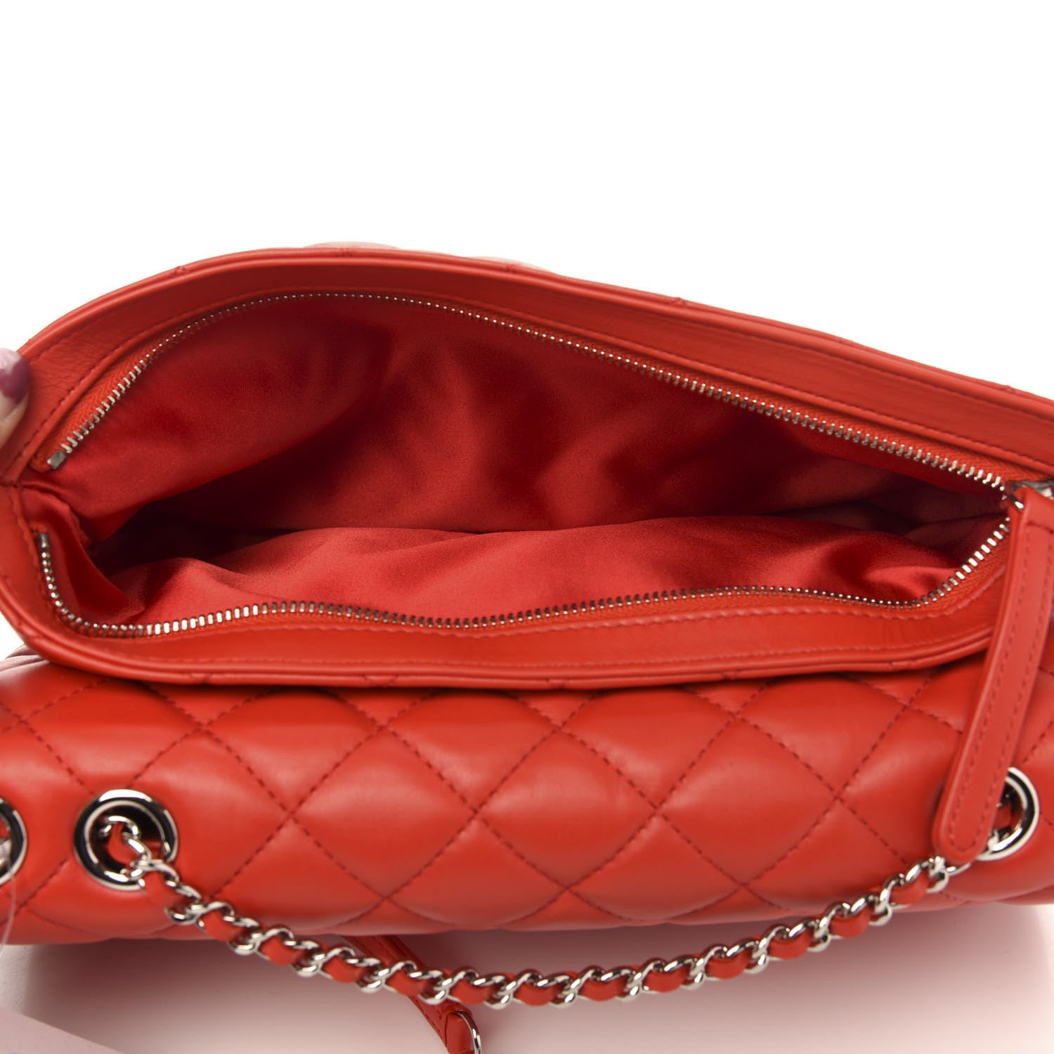 Chanel Lambskin Quilted 3 Flap Bag Red 8 of 10