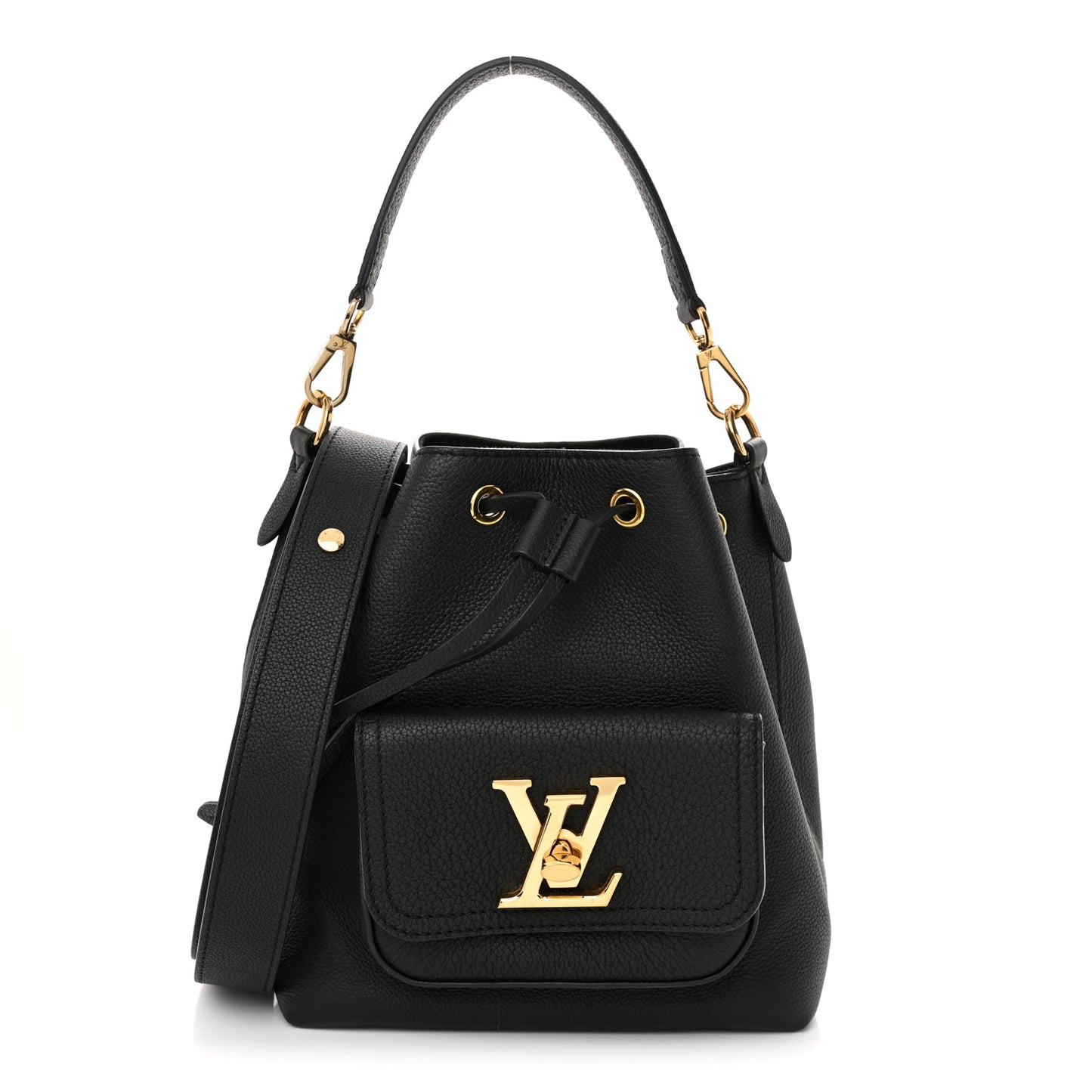 Calfskin Lockme Bucket MM Black