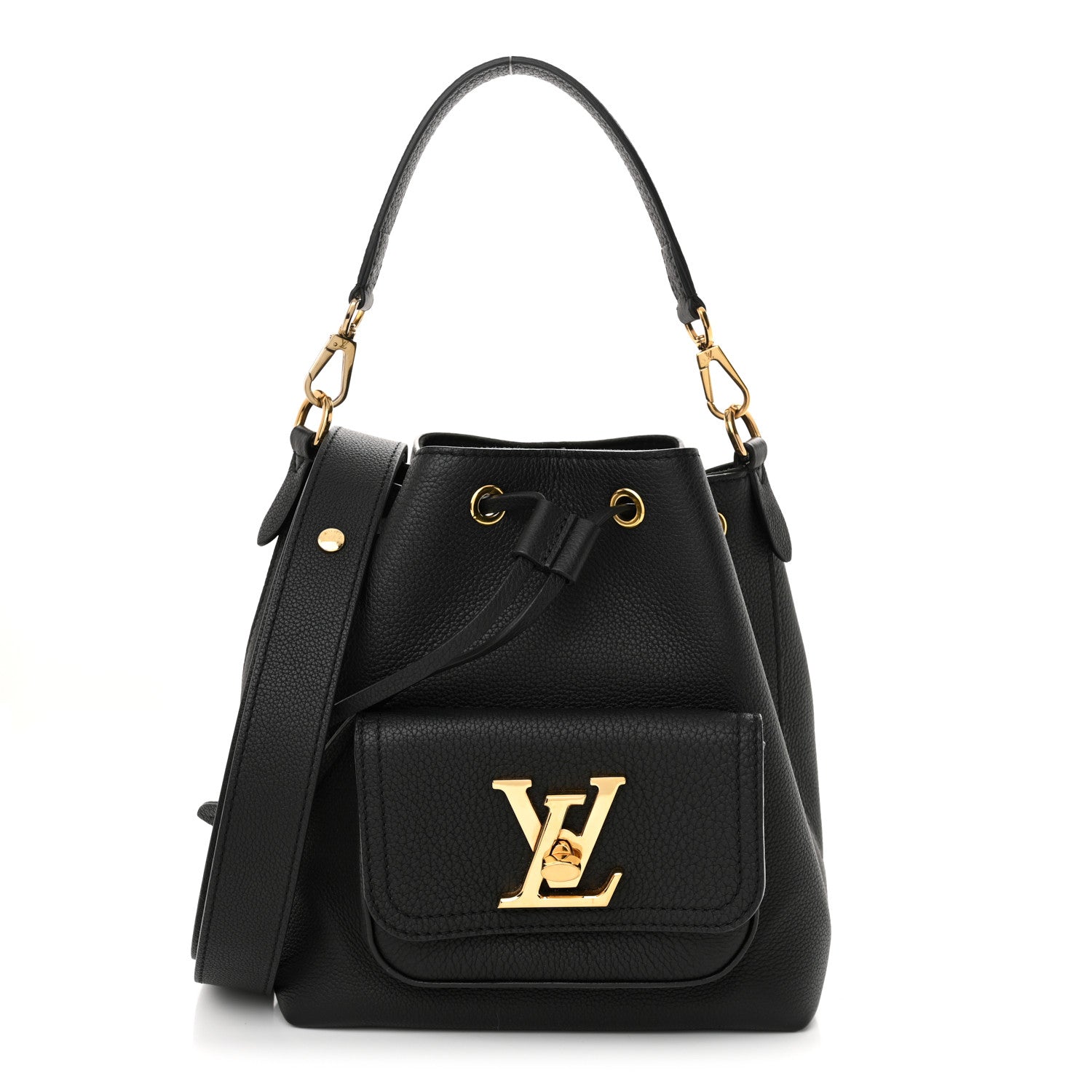 Louis Vuitton Calfskin Lockme Bucket MM Black 1 of 9