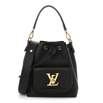 Louis Vuitton Calfskin Lockme Bucket MM Black 1 of 9