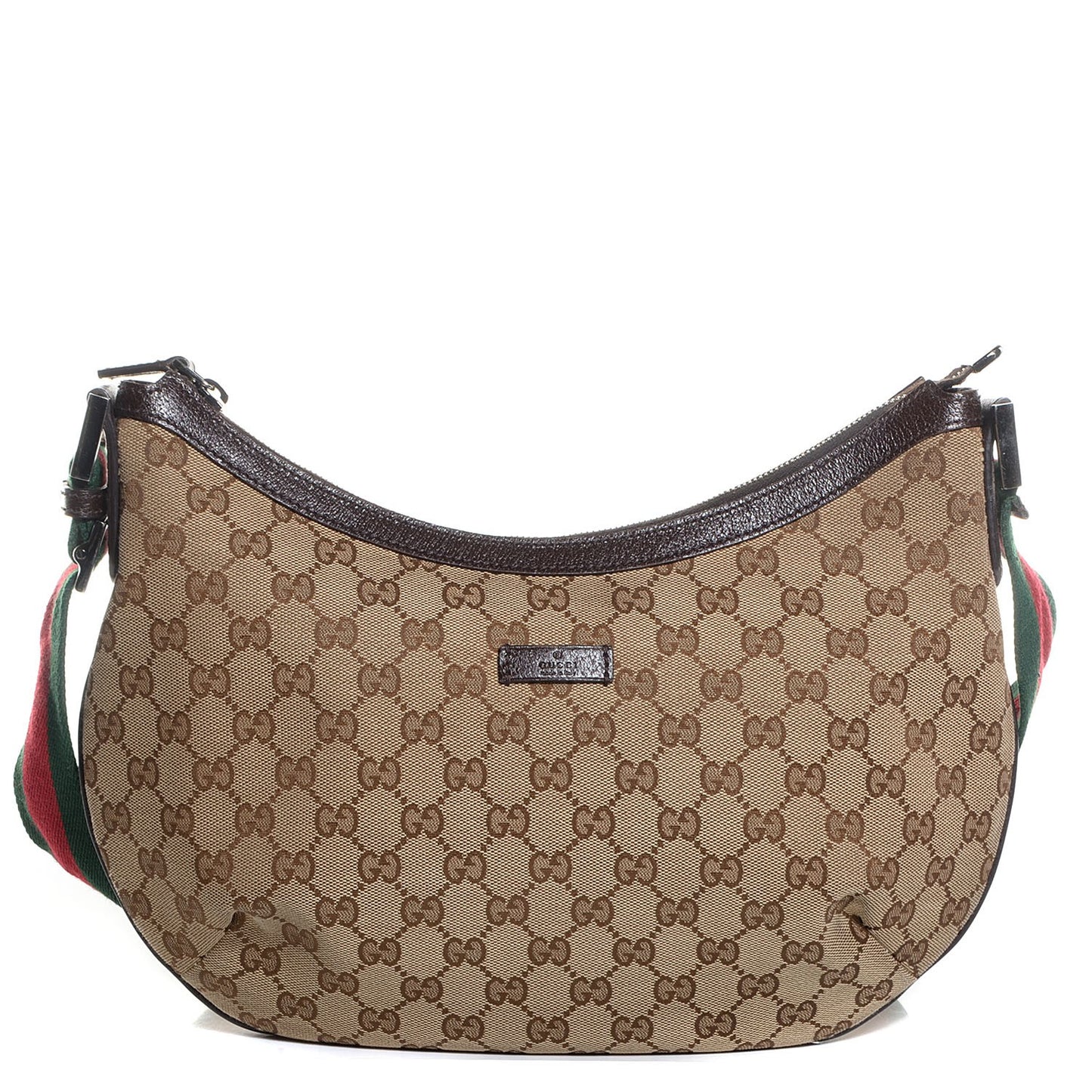 Monogram Web Medium Half Moon Hobo Dark Brown