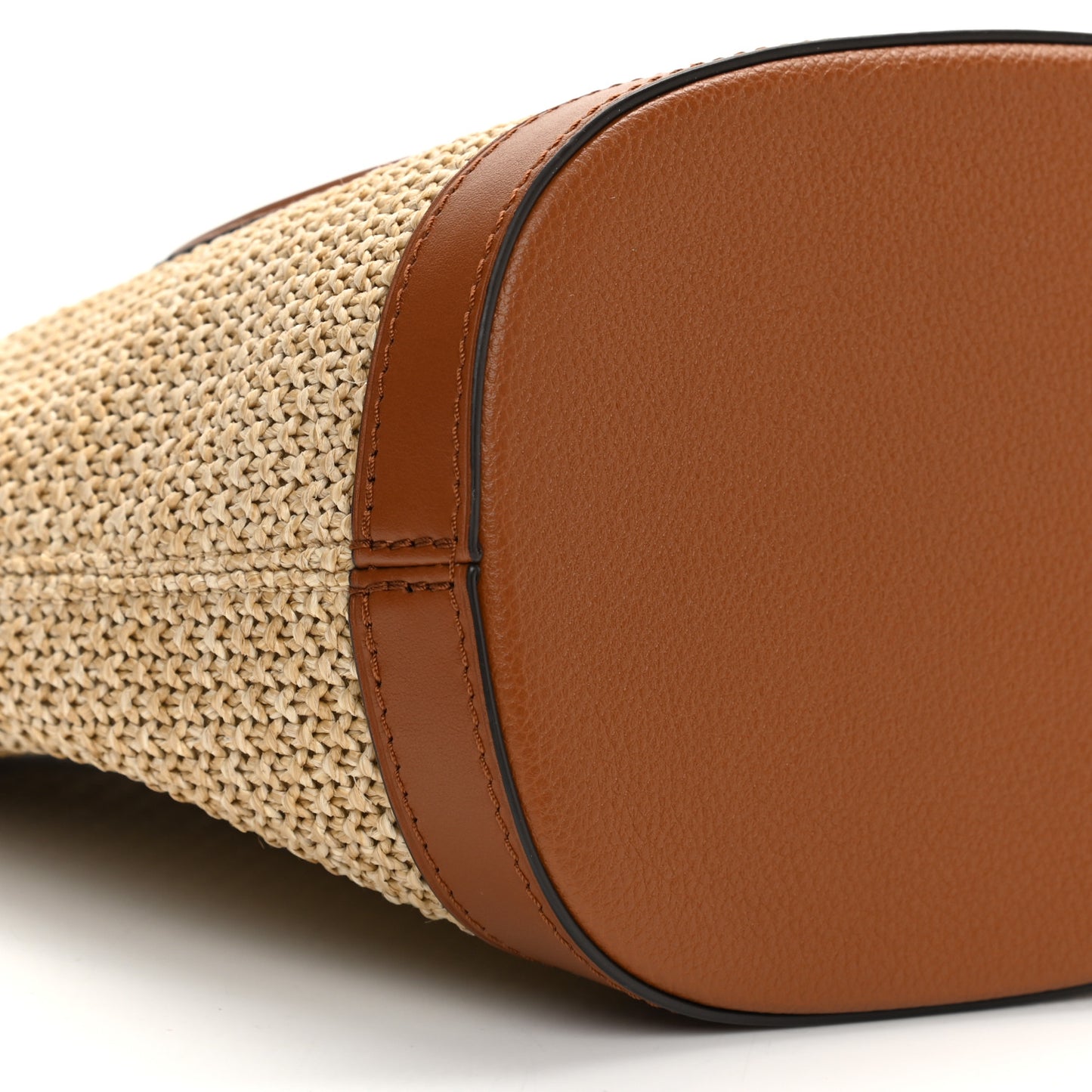Kitted Raffia Petit Bucket Caramel