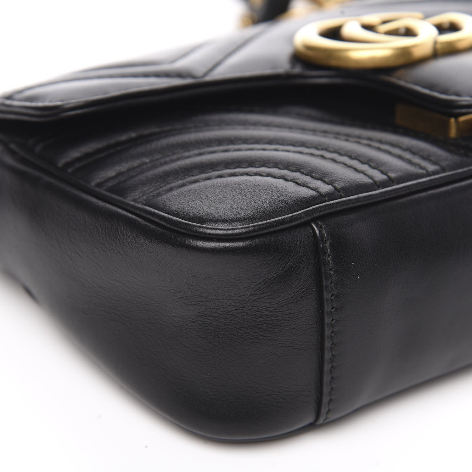 Gucci Calfskin Matelasse Mini GG Marmont Shoulder Bag Black 10 of 13