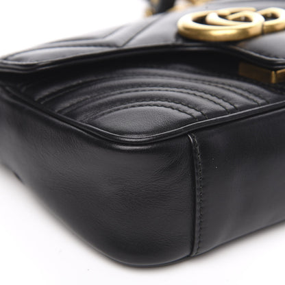 Gucci Calfskin Matelasse Mini GG Marmont Shoulder Bag Black 10 of 13