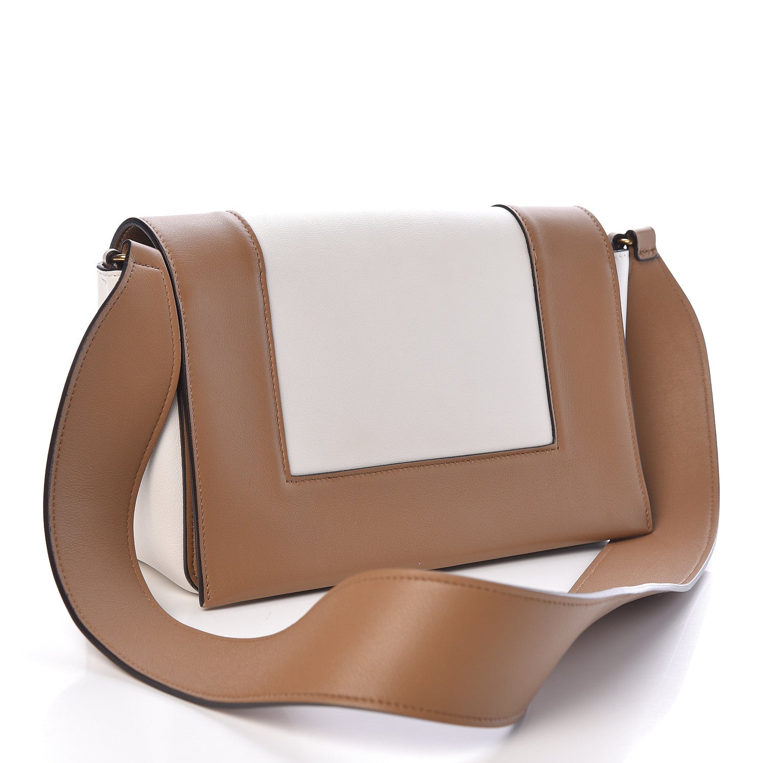 Celine Shiny Smooth Calfskin Medium Frame Shoulder Bag Tan Optic White 3 of 9