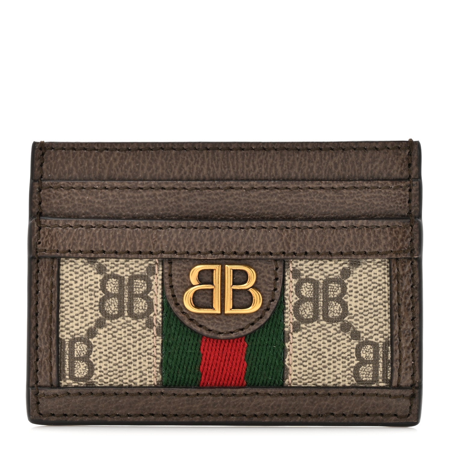 Gucci X BALENCIAGA BB Monogram Web Ophidia Card Holder Beige Ebony New Acero 1 of 9