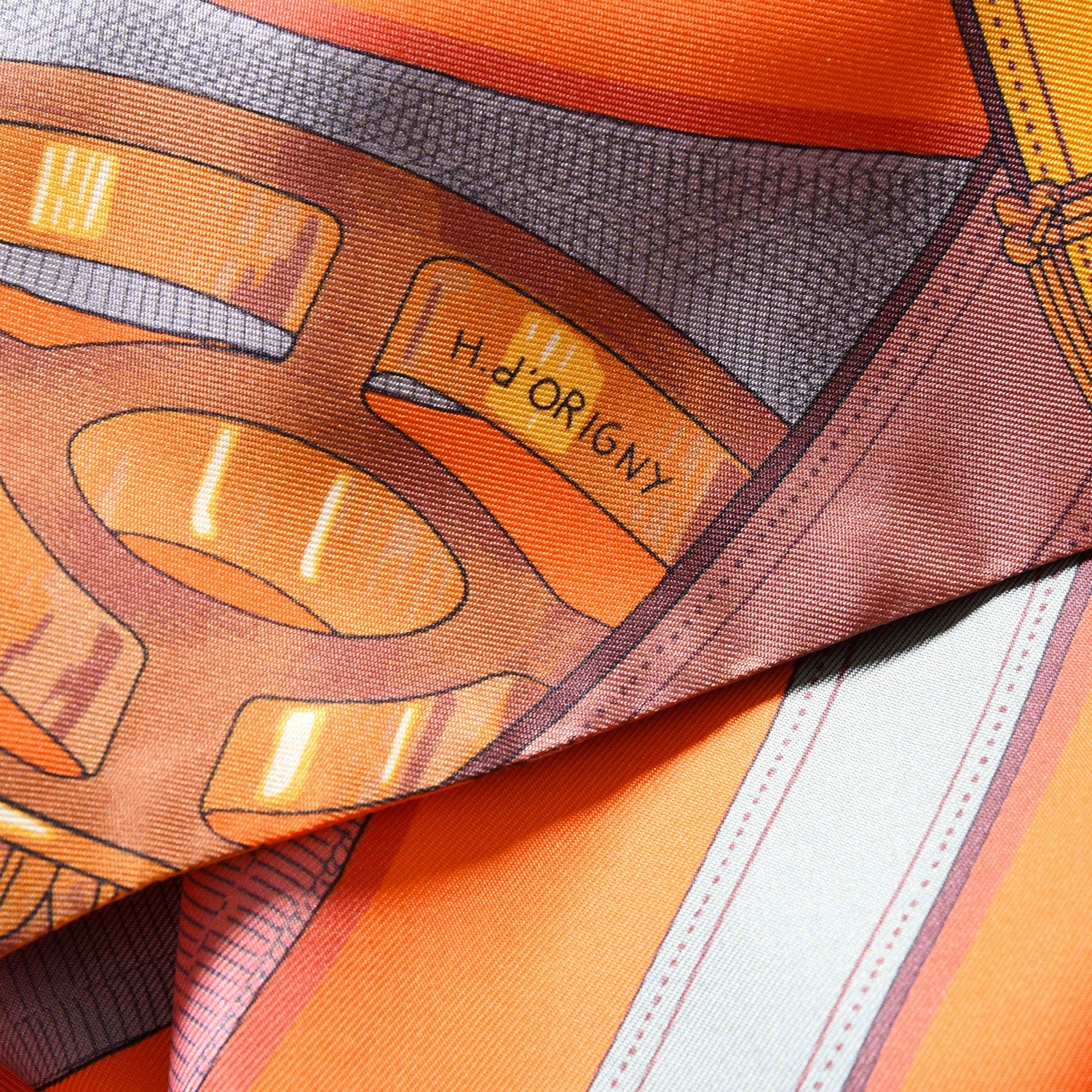 Hermes Silk Cavalcadour Maxi Twilly Orange Argile Bouton D'Or 4 of 6