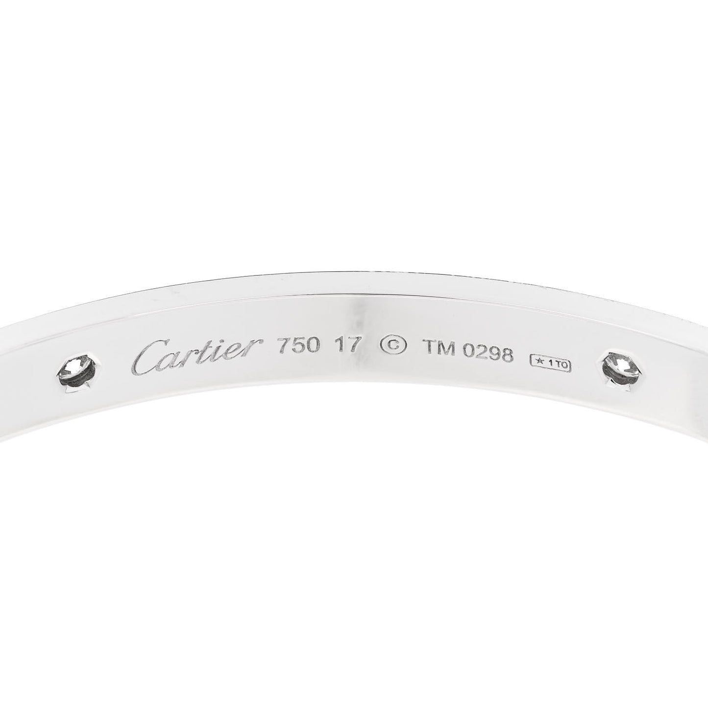 18K White Gold 4 Diamond Love Bracelet 17