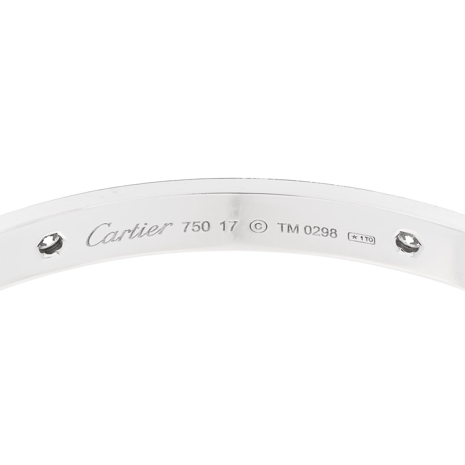 Cartier 18K White Gold 4 Diamond Love Bracelet 17 6 of 8