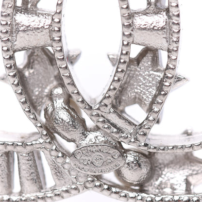 Chanel Crystal Pearl CC Star Coco Flapper Brooch Silver 4 of 5