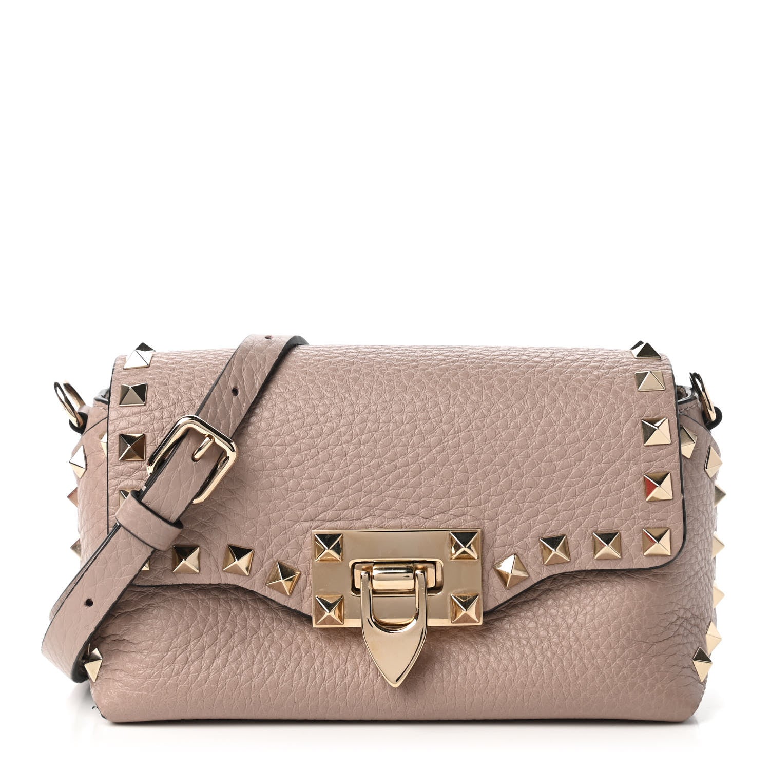 Valentino Garavani Pebbled Calfskin Mini Rockstud Crossbody Bag Poudre 1 of 10