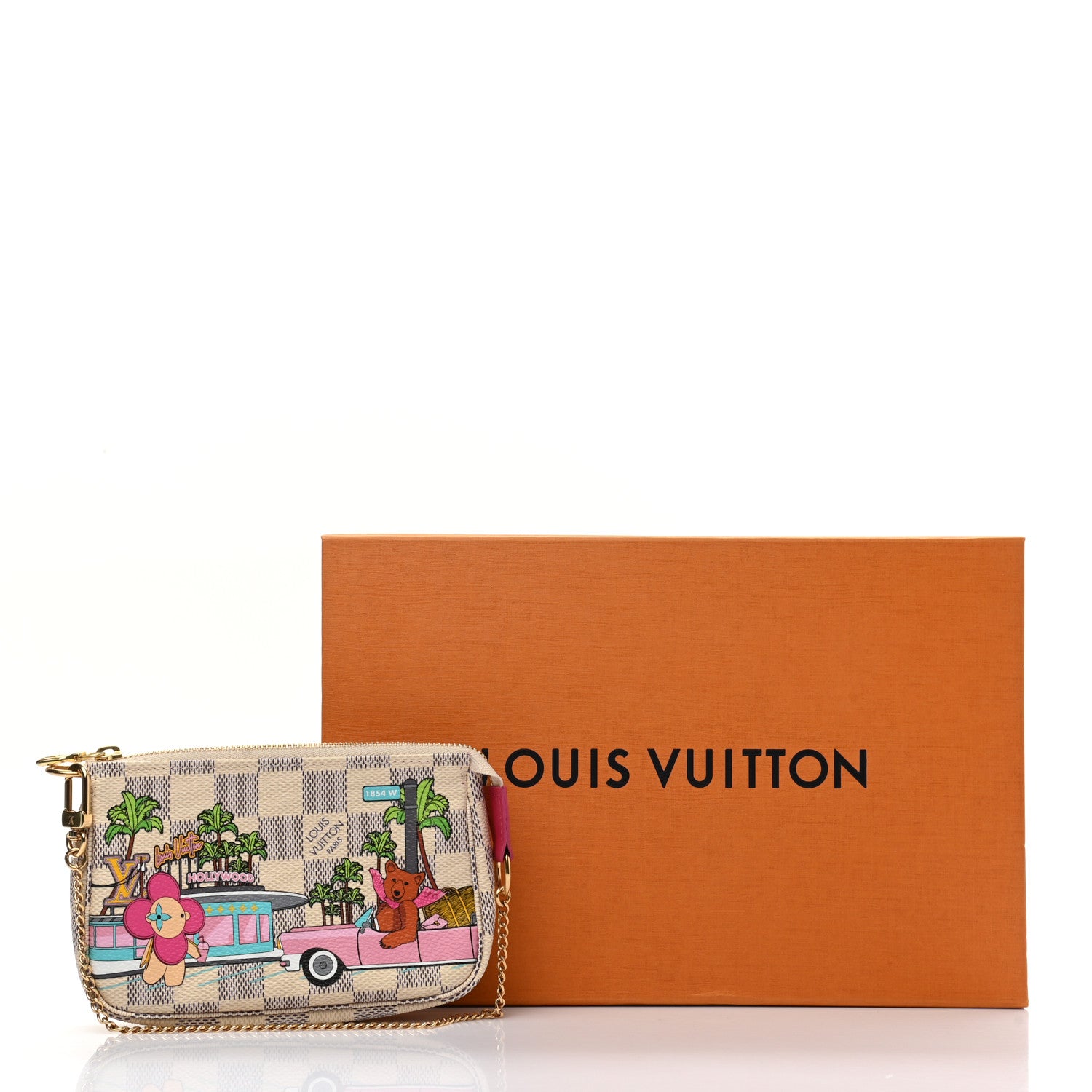 Louis Vuitton Damier Azur 2021 Christmas Animation Hollywood Mini Pochette Accessories Fuchsia 8 of 8