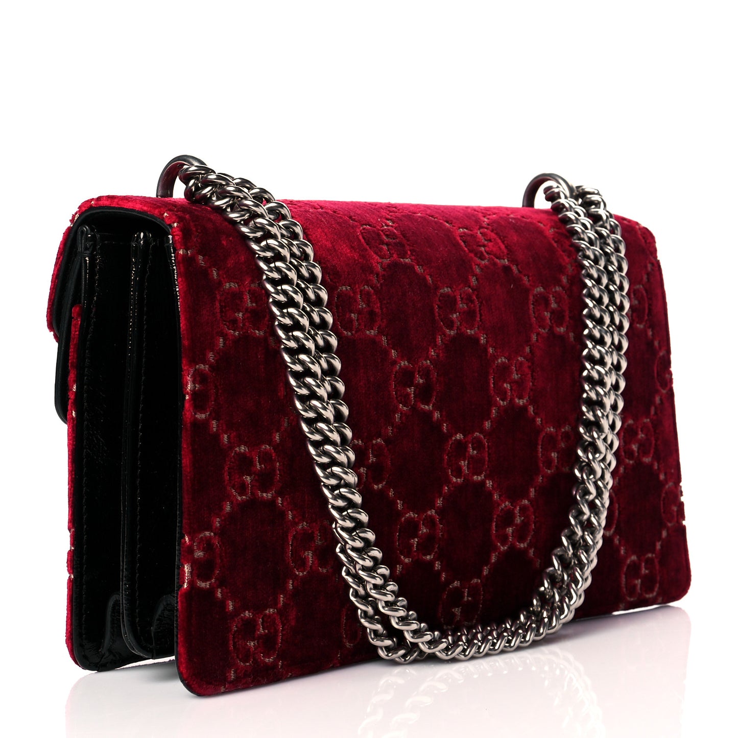 Velvet Skipper GG Monogram Small Dionysus Shoulder Bag Red Cipria Black