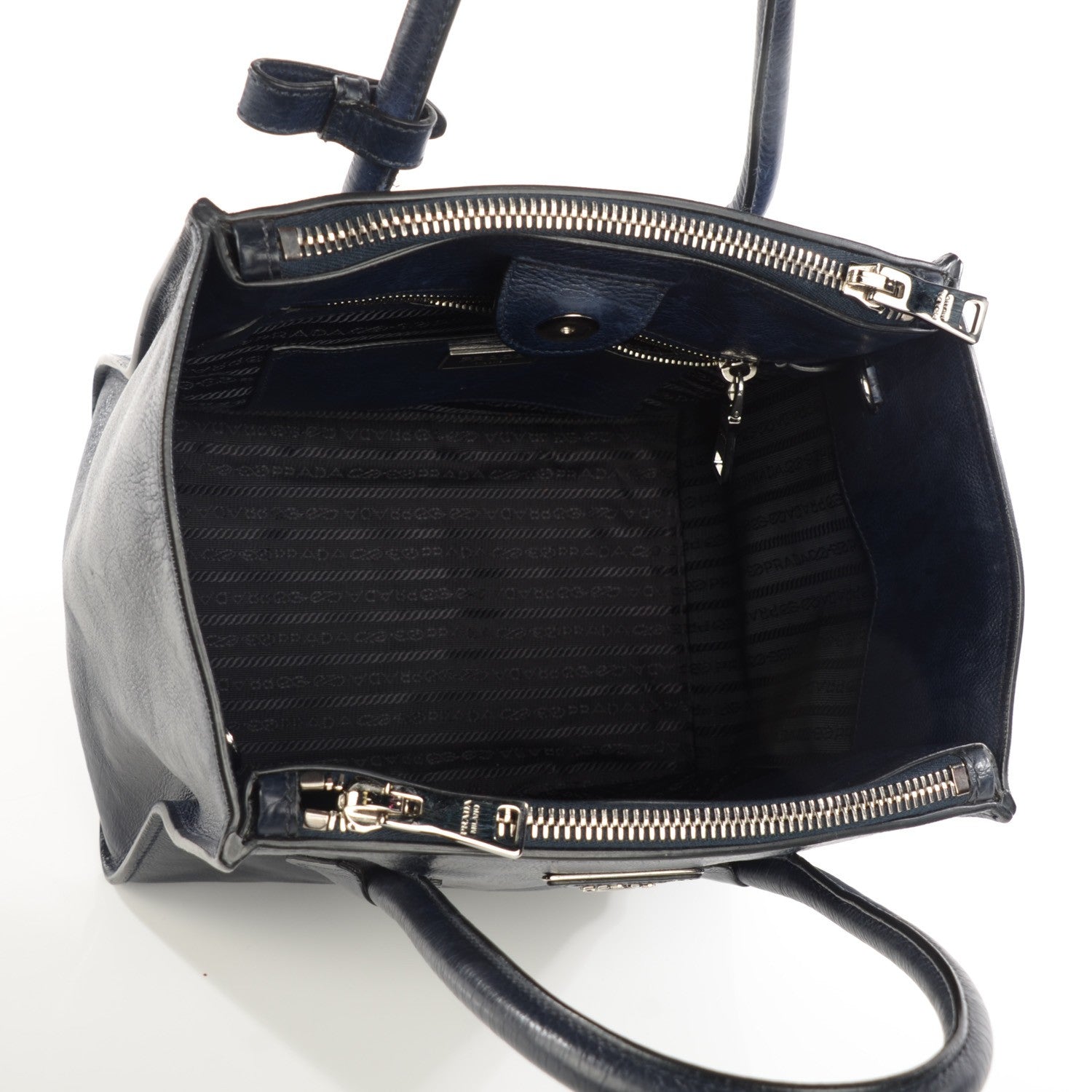Prada Glace Calf Twin Pocket Tote Baltico 5 of 8