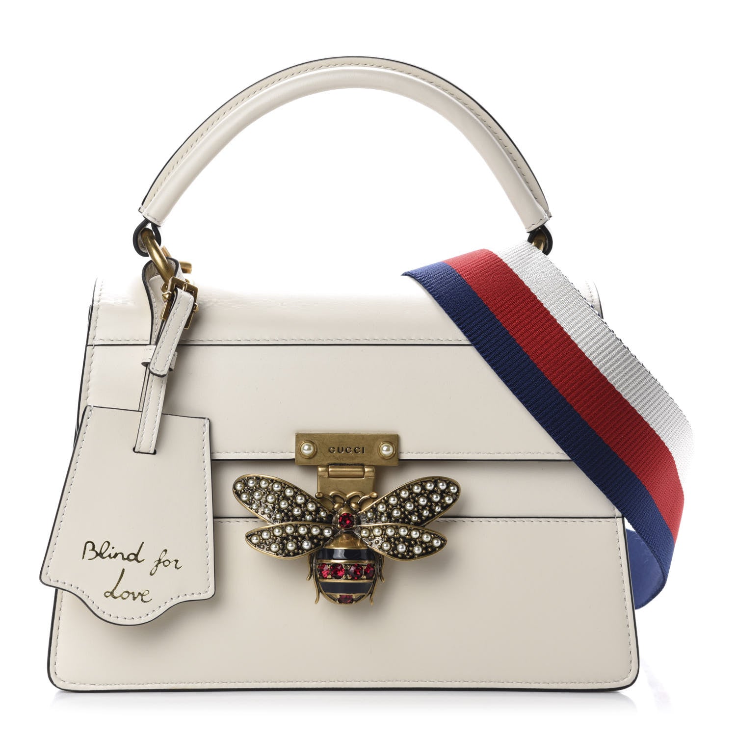 Gucci Calfskin Sylvie Web Small Queen Margaret Top Handle Bag White 1 of 10