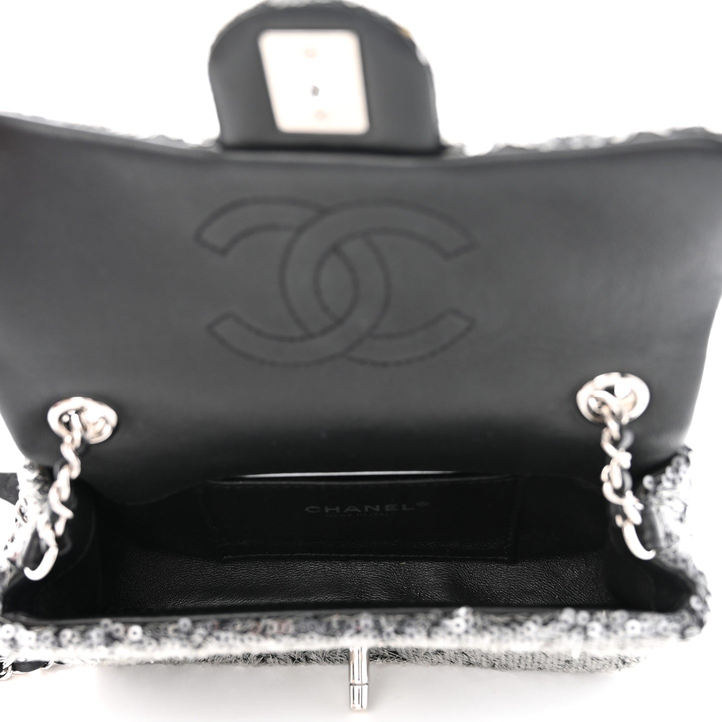 Sequin Mini Rectangular Flap Silver