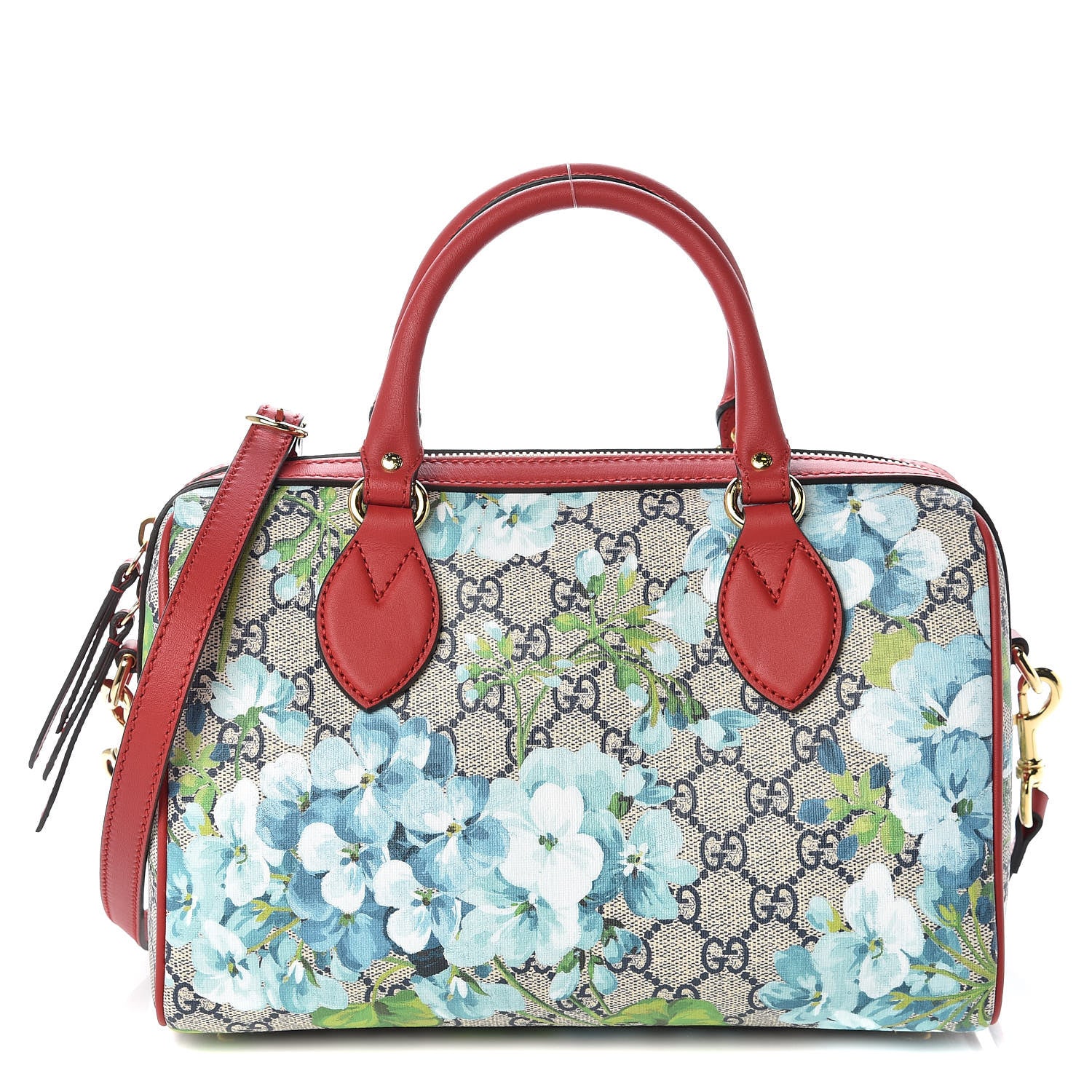Gucci GG Supreme Monogram Blooms Small Boston Beige Blue Navy Hibiscus Red 1 of 9