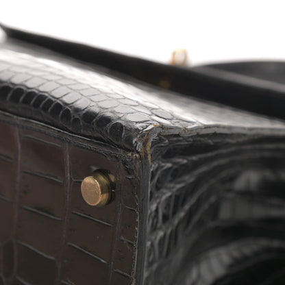 Hermes Shiny Crocodile Kelly Sellier 32 Black 11 of 23
