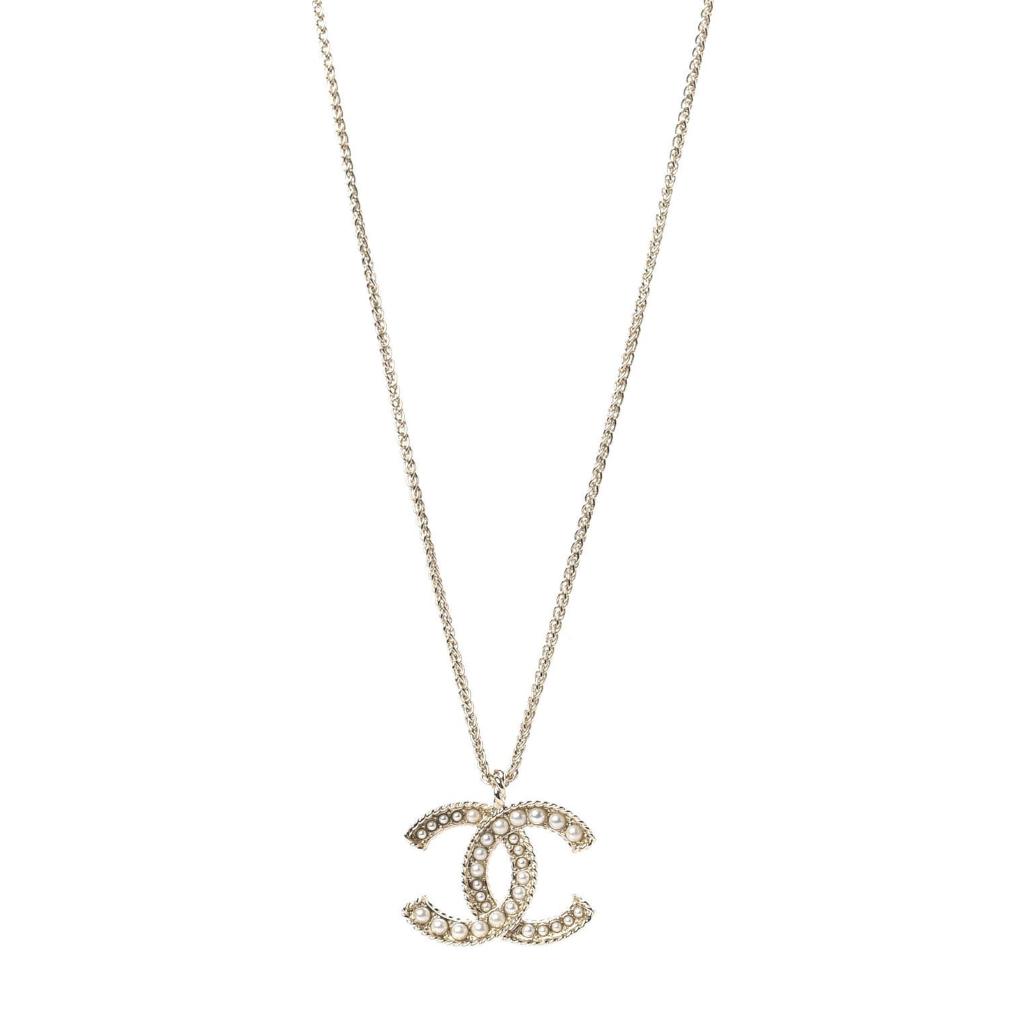 Pearl CC Pendant Necklace Gold