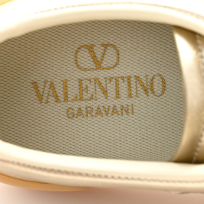 Valentino Garavani Laminated Calfskin Nappa Upvillage Sneakers 38 Platinum Ivory Amber 6 of 8