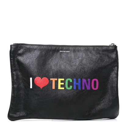 Balenciaga Lambskin Supermarket I Love Techno Pouch Black 1 of 7