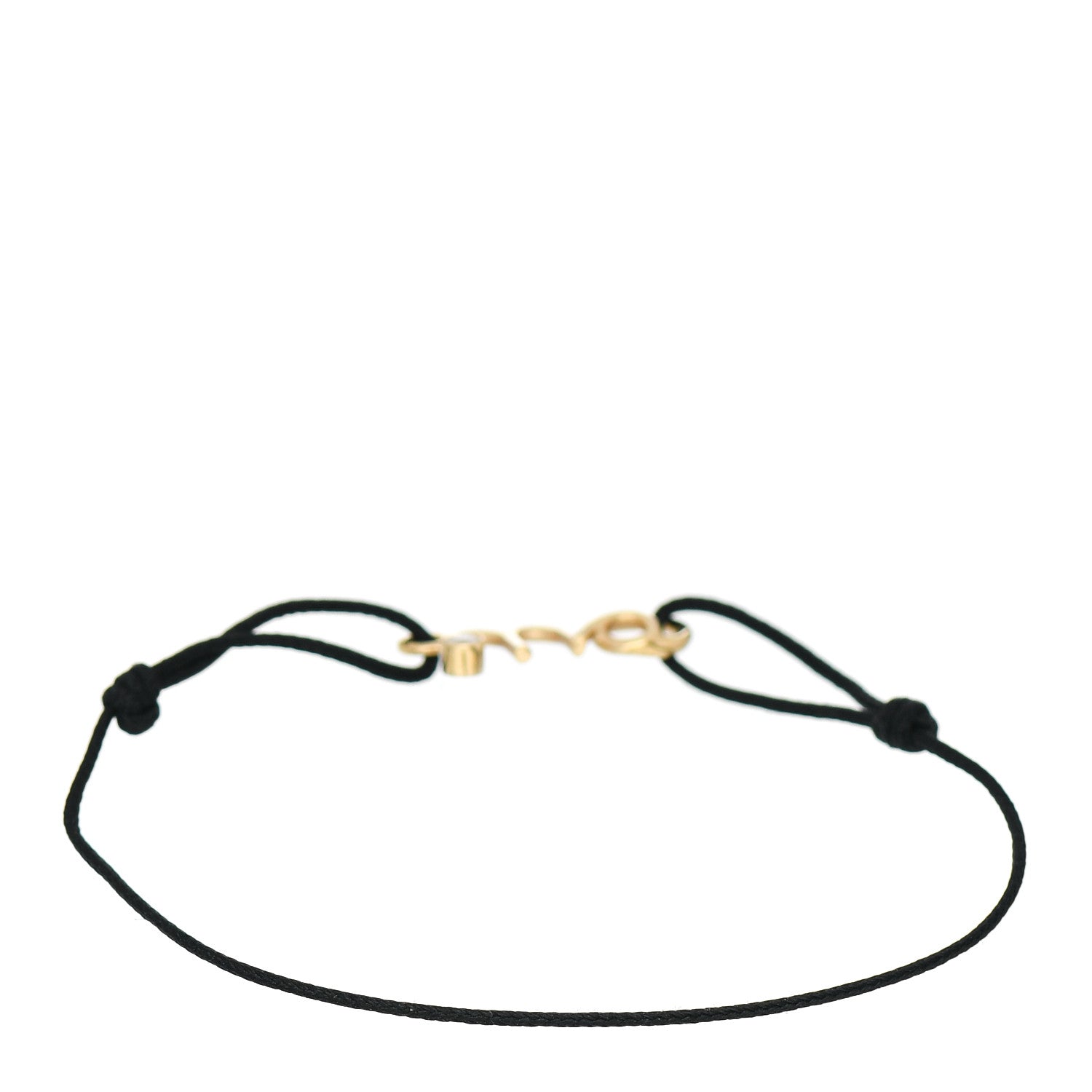 Christian Dior 18K Yellow Gold Diamond Oui Cord Bracelet Black 2 of 4