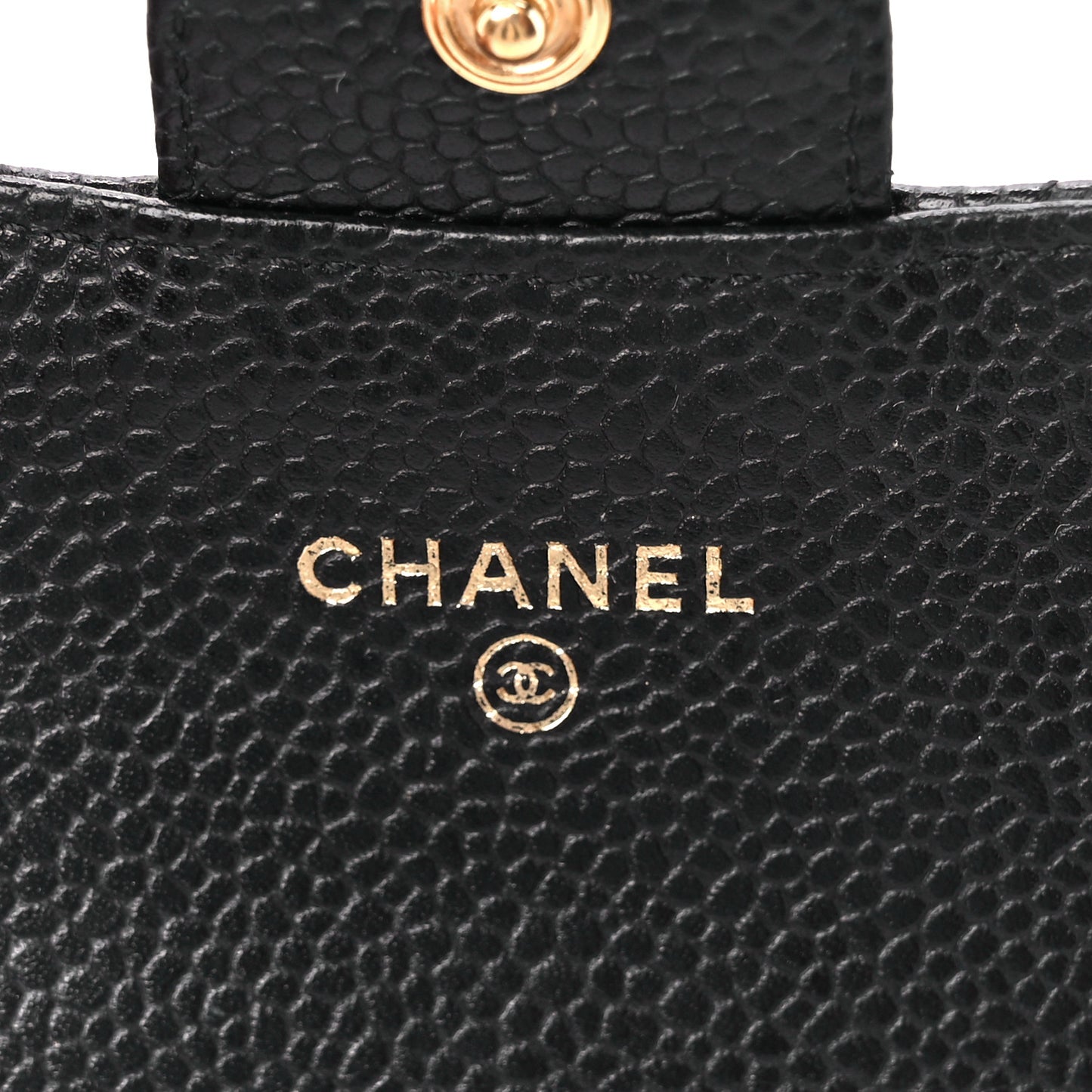 Caviar Quilted Flap Card Holder Black