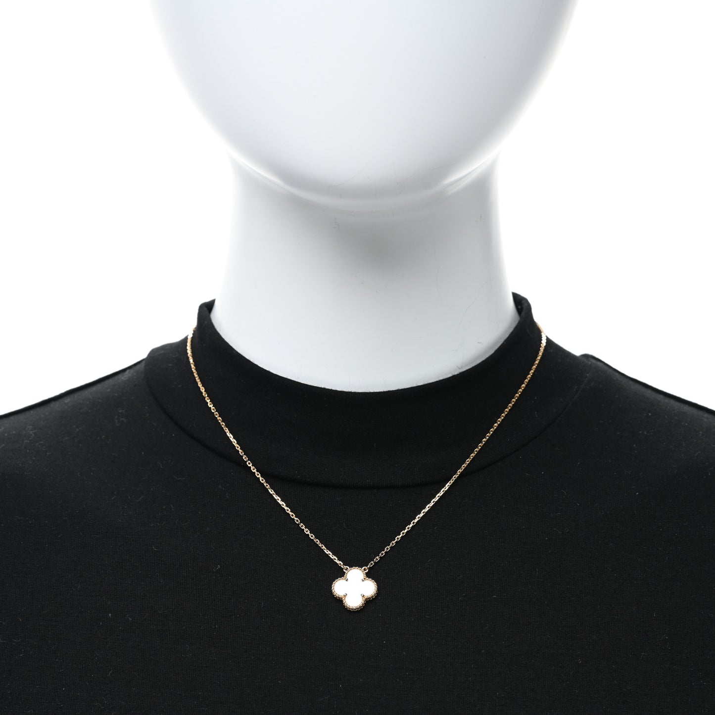 18K Yellow Gold Mother of Pearl Vintage Alhambra Pendant Necklace