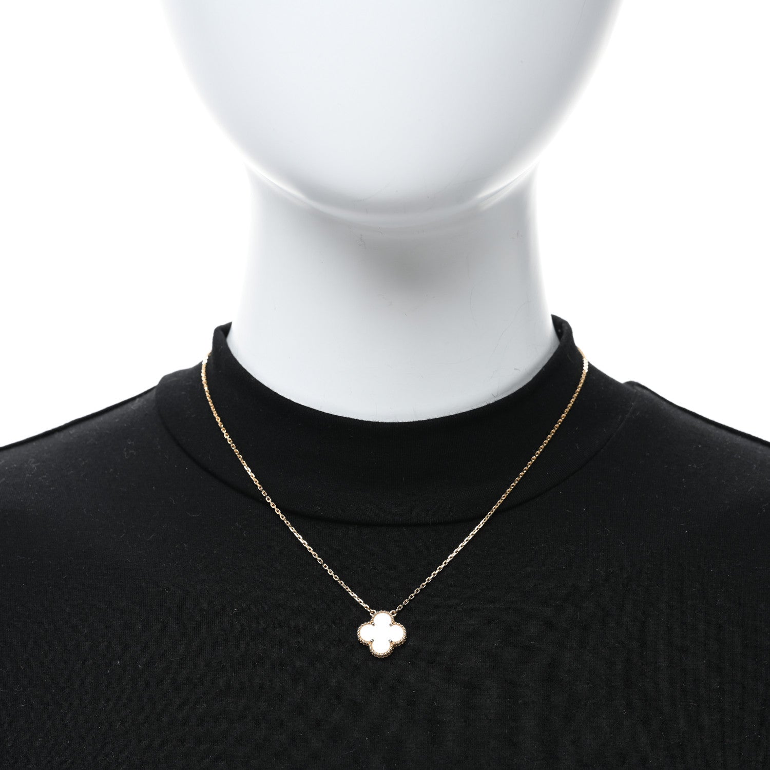 Van Cleef & Arpels 18K Yellow Gold Mother of Pearl Vintage Alhambra Pendant Necklace 2 of 5