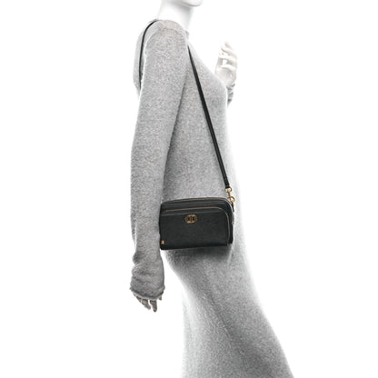 Christian Dior Grained Calfskin Caro Double Pouch Black 2 of 11