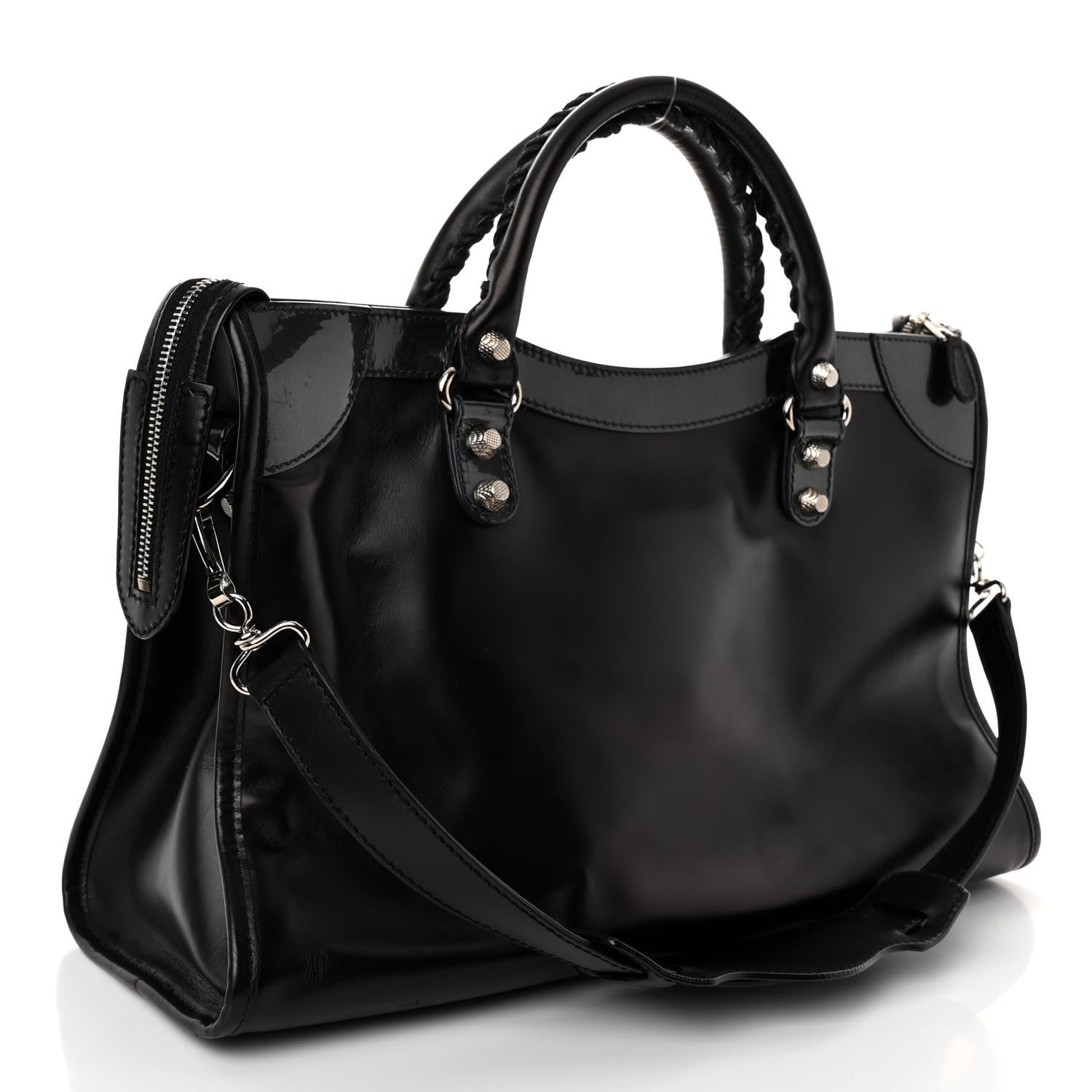 Balenciaga Smooth Calfskin Metallic Patent Giant 12 Silver Hardware City Black Gris 3 of 14