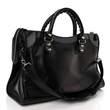 Balenciaga Smooth Calfskin Metallic Patent Giant 12 Silver Hardware City Black Gris 3 of 14