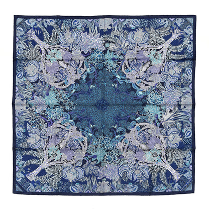 Hermes Silk Maitres de la Foret Scarf 90 Marine Lavande Turquoise 1 of 4