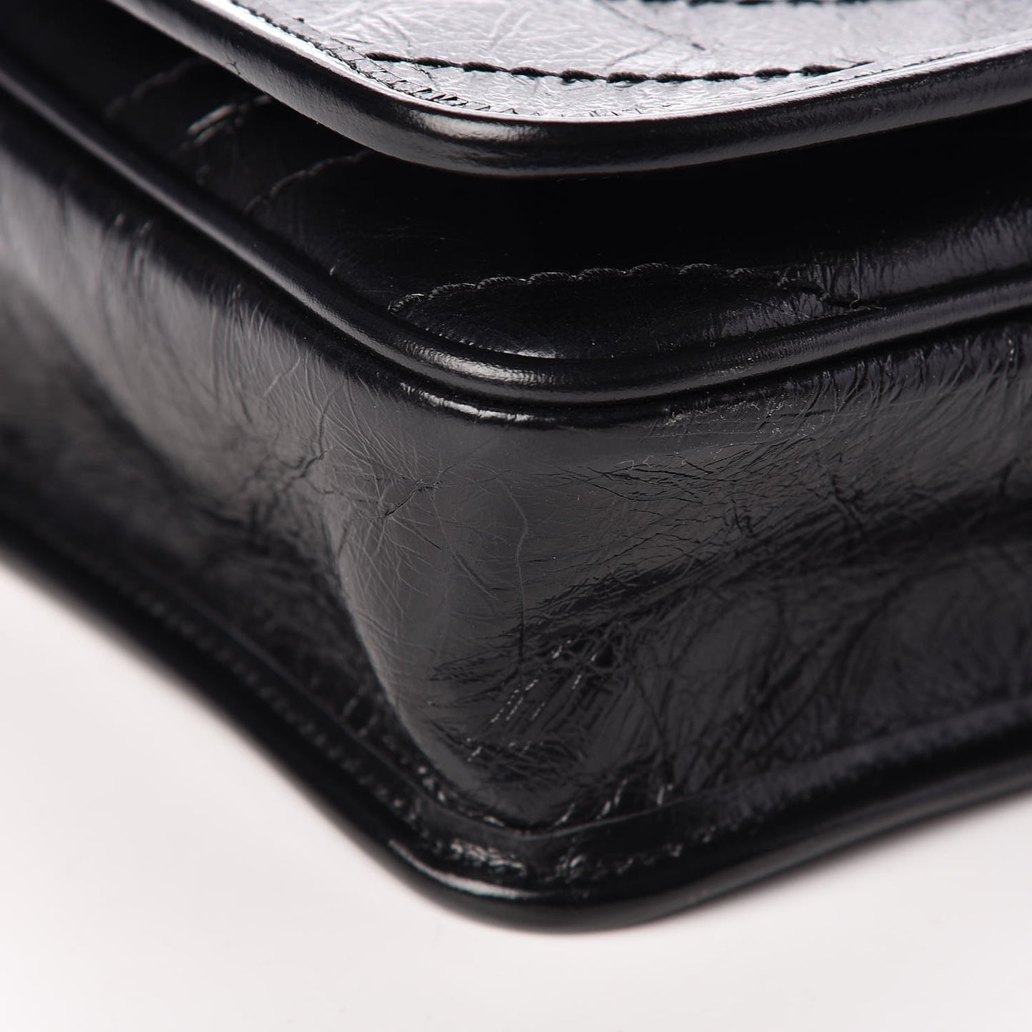 Crinkled Calfskin Matelasse Monogram Niki Chain Wallet Black