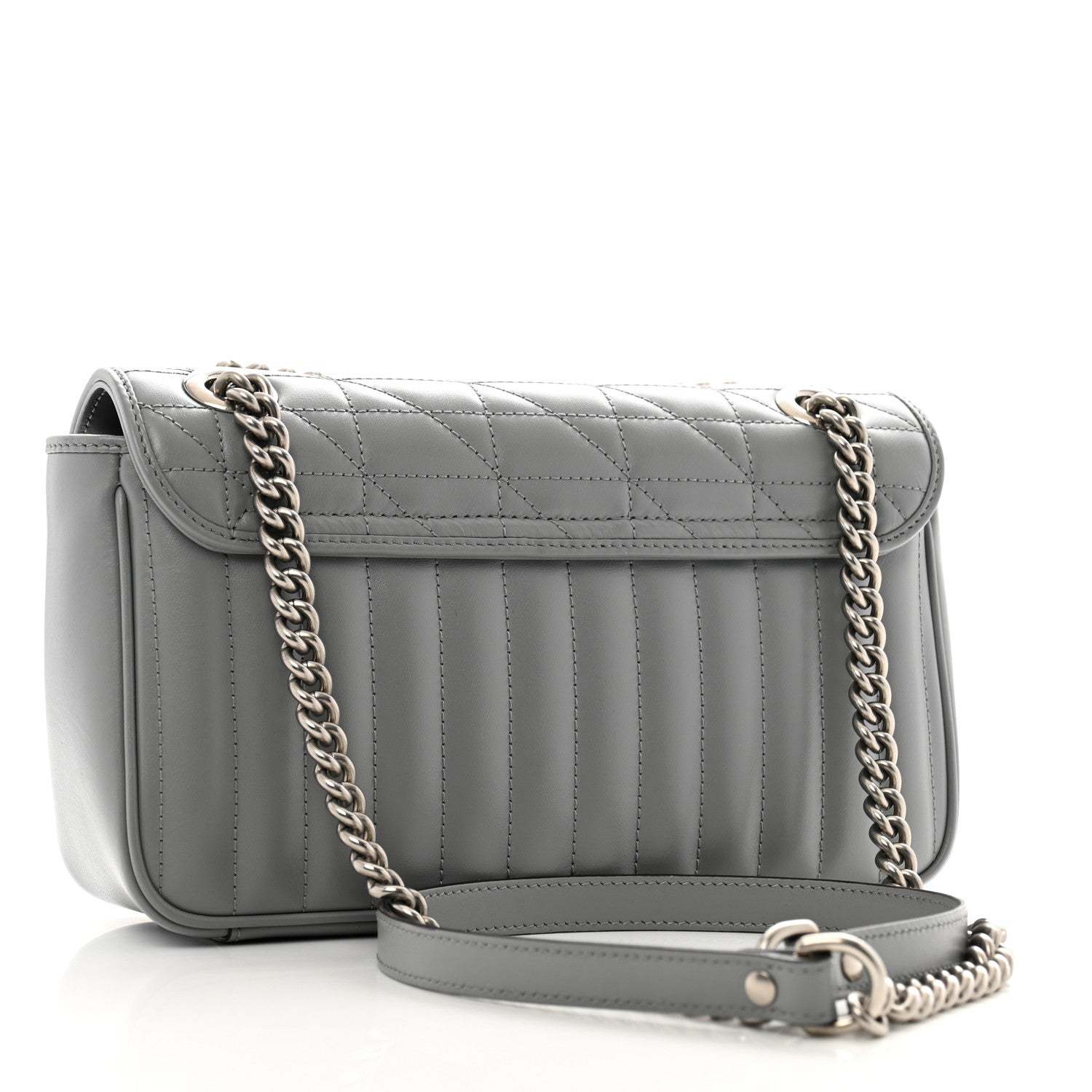 Gucci Calfskin Matelasse Aria Small GG Marmont Shoulder Bag Deep Grey 3 of 10