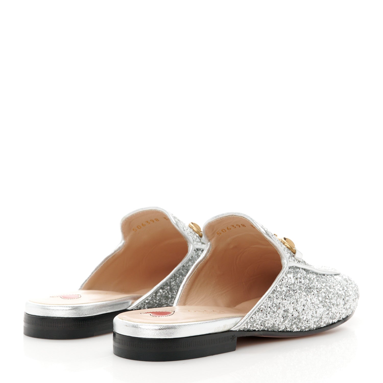 Gucci Glitter Womens Princetown Slippers 36 Silver 4 of 9