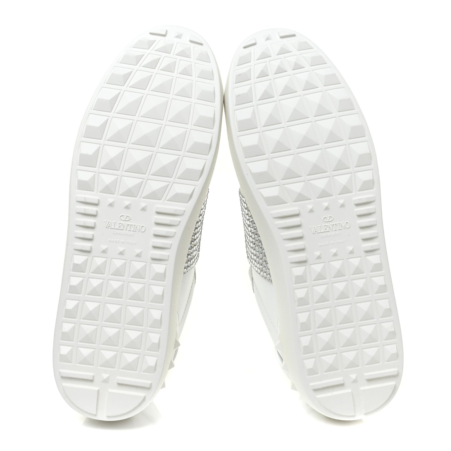 Calfskin Crystal Rockstud Open Sneakers 39 White Ice