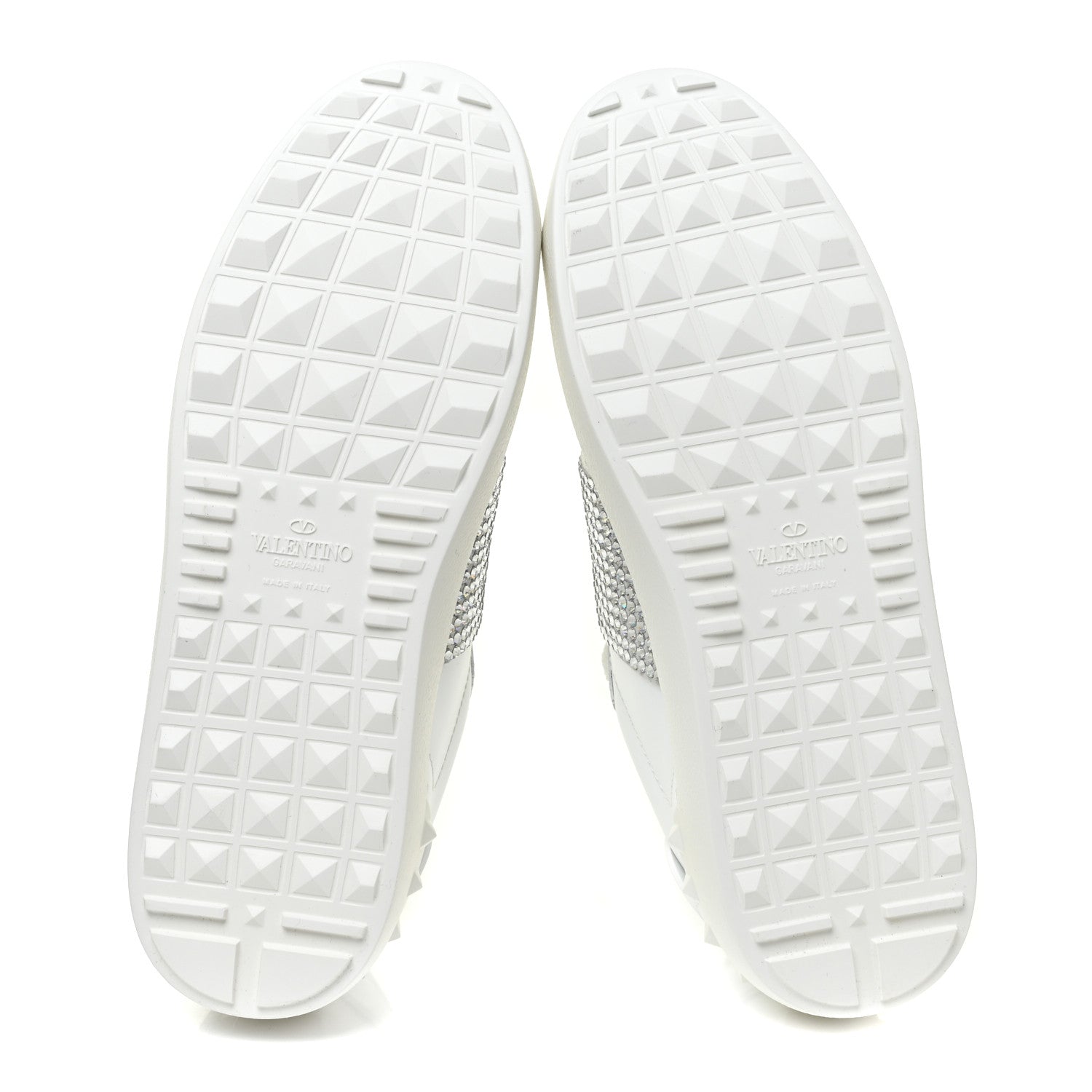 Valentino Garavani Calfskin Crystal Rockstud Open Sneakers 39 White Ice 5 of 8