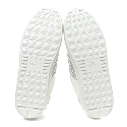 Valentino Garavani Calfskin Crystal Rockstud Open Sneakers 39 White Ice 5 of 8