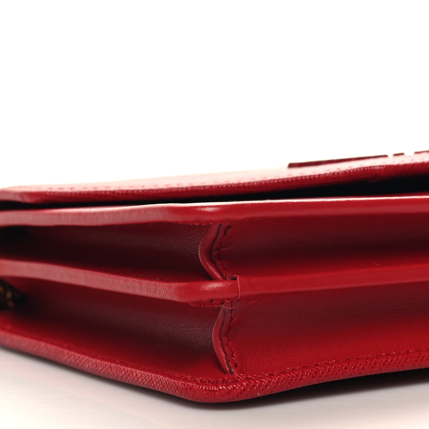 Saffiano City Calfskin Chain Wallet Red