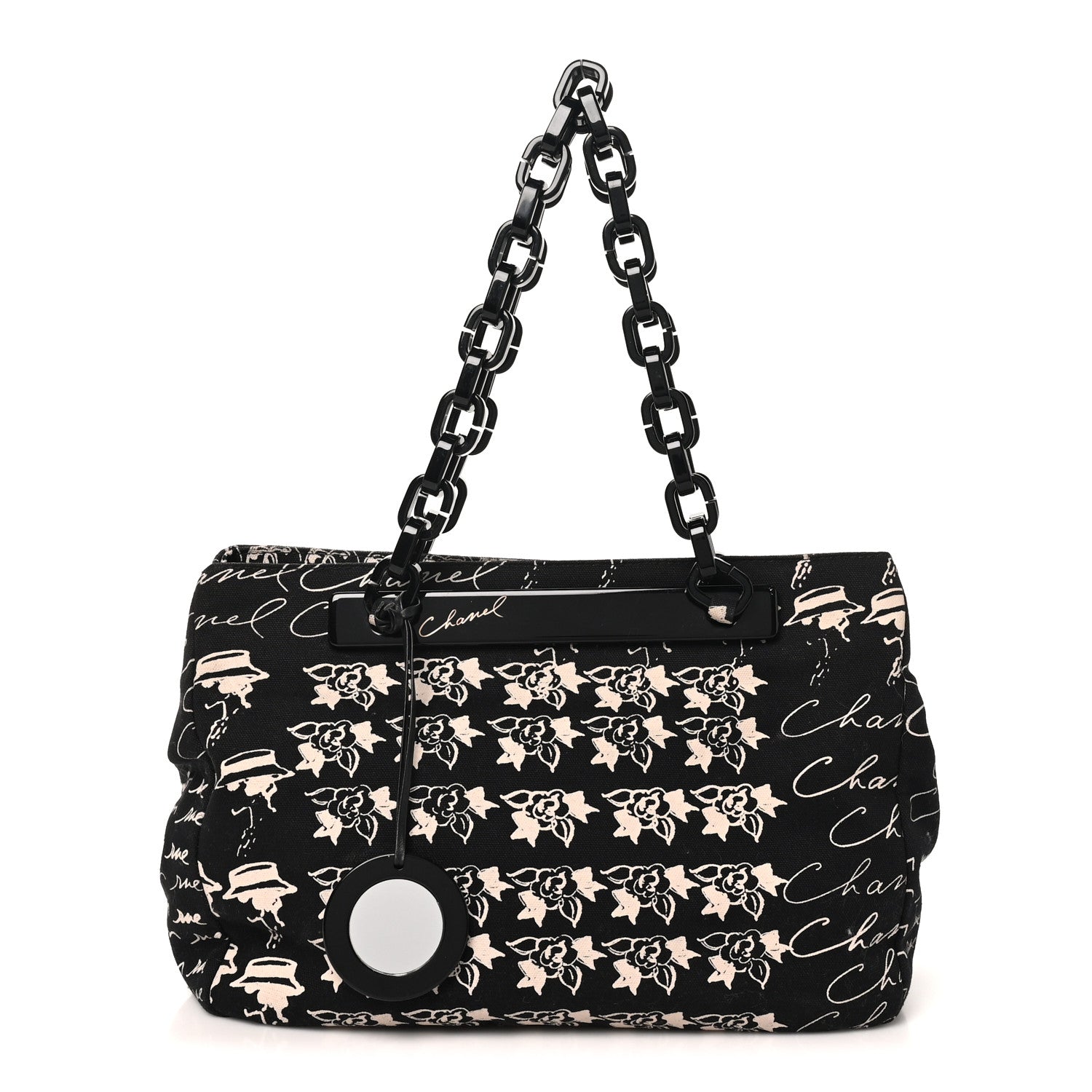 Chanel Canvas Camellia Flower Tote Black Black 1 of 10