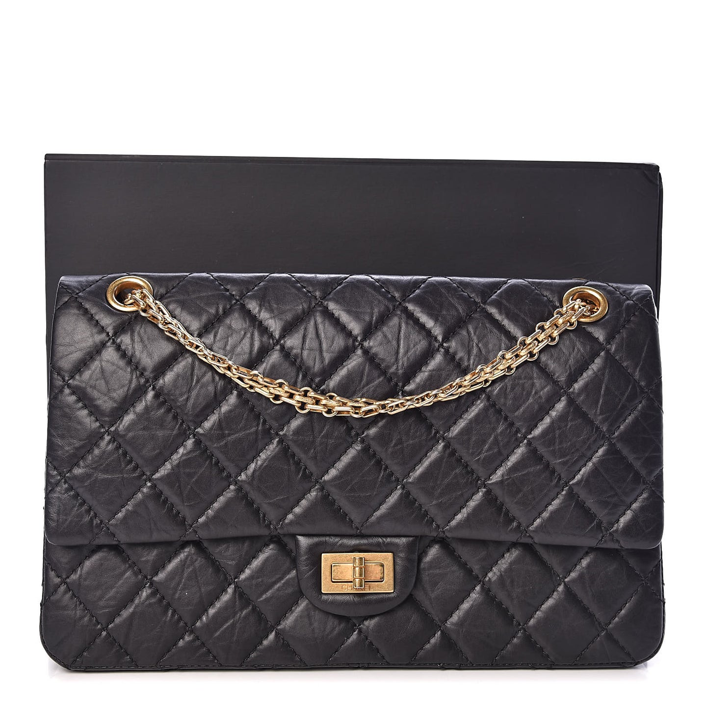 Aged Calfskin Quilted 2.55 Reissue 226 Flap Black
