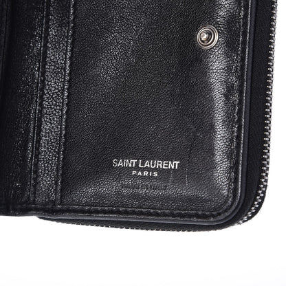Saint Laurent Lambskin Matelasse Chevron Monogram Compact Wallet Black 6 of 7
