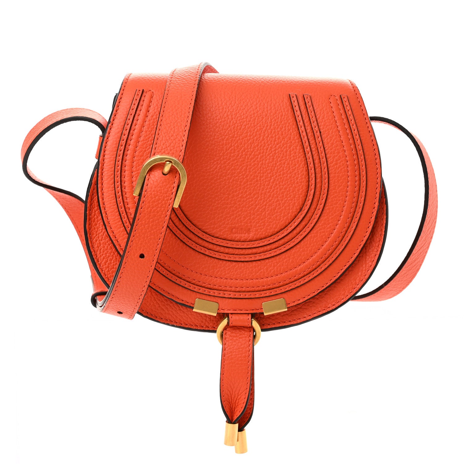 Chloe Calfskin Mini Marcie Round Crossbody Bag Rusted Orange 1 of 12