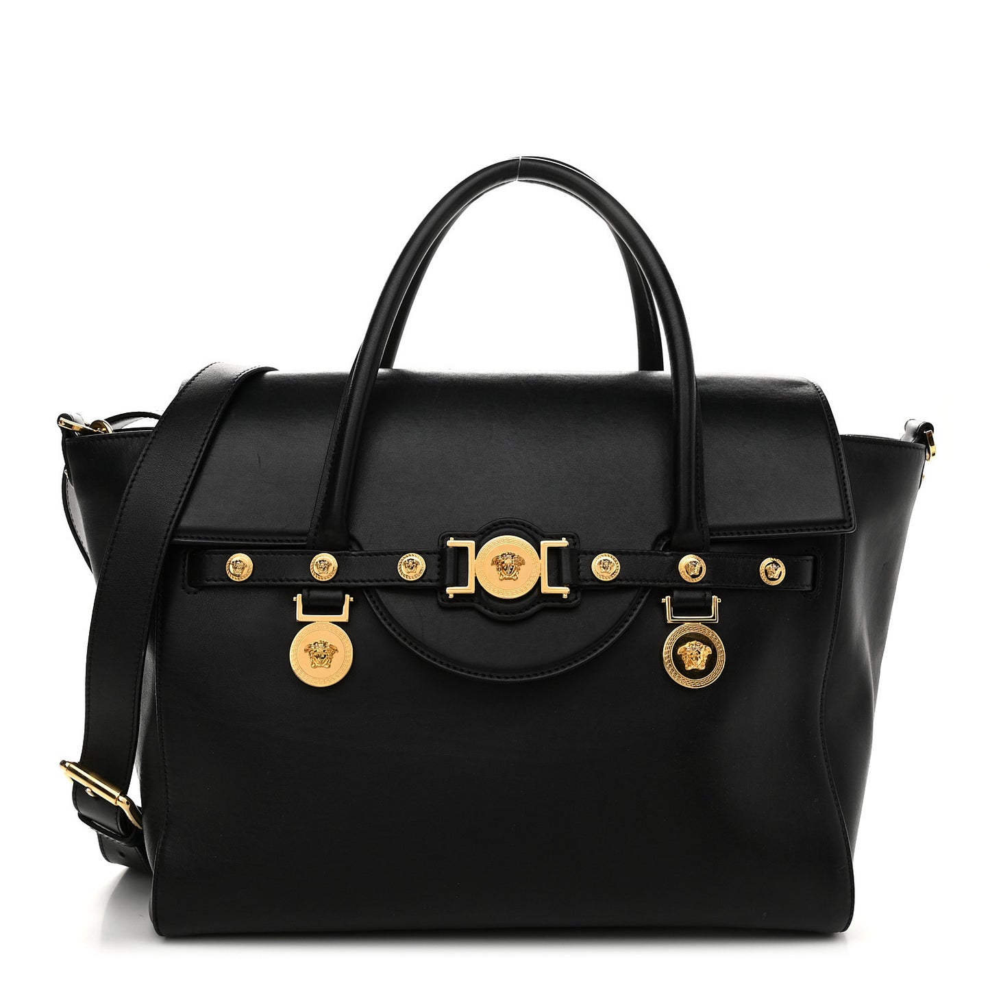 Calfskin Medusa Coin Tote Black