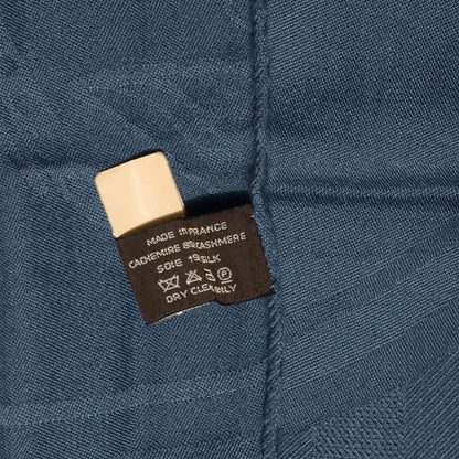 Hermes Cashmere Silk New Libris Stole Bleu Denim 6 of 6