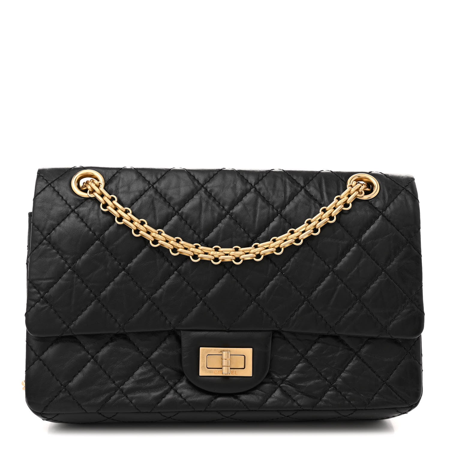 Chanel Aged Calfskin Quilted 2.55 Reissue 225 Flap Black 1 of 12