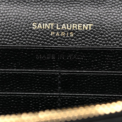 Saint Laurent Grain De Poudre Mixed Matelasse Triquilt Monogram Chain Wallet Black 8 of 10