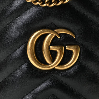 Gucci Calfskin Matelasse Mini GG Marmont 2.0 Bucket Bag Black 6 of 7